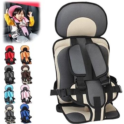 Auto Child Safety Seat Simple Car Portable Seat Belt,0-12 Years Old Car Seatbelt Protector,Premium Seat Belt Adjuster for Kids Safety,Foldable Lightweight Travel Car Seat for Toddlers (Grey,S)