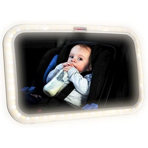 Itomoro Baby Car Mirror,Night Light Mirror with USB Remote Precision Control,Multi-level Brightness Adjustment,Wide Angle,Secure and Shatterproof