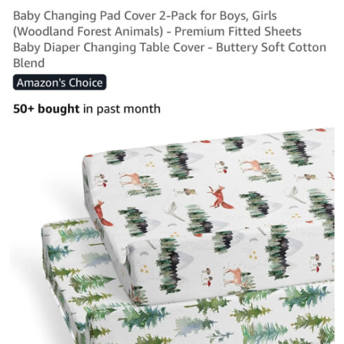 Baby Changing Pad Cover 2-Pack for Boys, Girls (Woodland Forest Animals) - Premium Fitted Sheets Baby Diaper Changing Table Cover - Buttery Soft Cotton Blend