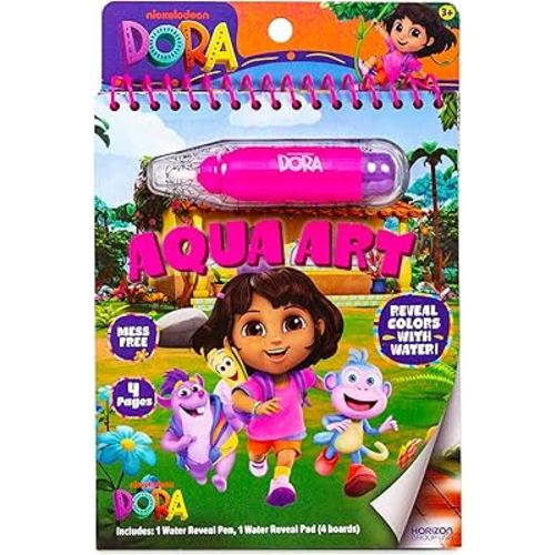 Dora Aqua Art, Includes Brush Pen and Reusable Water Reveal Pages, Mess Free Coloring for Toddlers, Travel Toys for Little Ones, Road Trip Essentials, Kids Airplane Activities, No Mess Coloring