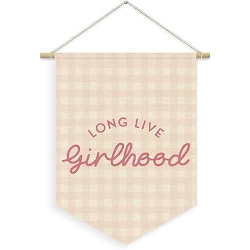 Amazon.com: XYDEG Girl Nursery Decor, Long Live Girlhood Linen Canvas Banner, Pink Checkered Preppy Girly Wall Hanging Pennant Flag Banner for Girls Nursery Kids Toddler Room Bedroom Dorm Decor, 15x11in : Home & Kitchen