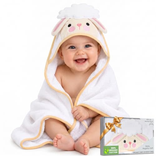 100% Organic Cotton Baby Toddler Towels Newborn Ultra-Soft 33x33in | Oeko-TEX Certified, Bath & Hooded Towels, Baby Bath Towels, Hooded Baby Towels, Sheep, Unisex Design, Soft plush feel