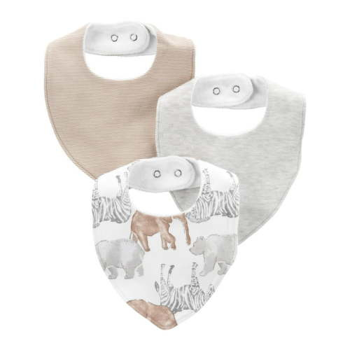 Carter's Child of Mine Baby Bibs, 3-Pack, White/Brown