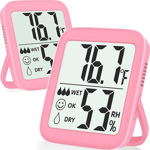 Antonki 2 Pack Room Thermometer for Home, Indoor Hygrometer Humidity Meter Gauge, Digital Temperature and Humidity Sensor Monitor for House, Terrarium, Incubator, Greenhouse - Battery Included