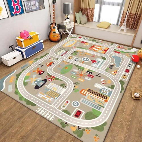 Kids Play Mat Rug Carpet Educational Playmat with Non-Slip Design, City Map Traffic Game Traffic Educational Area Rug for Children Kids Bedroom Playroom - 3 Large Size to Choose