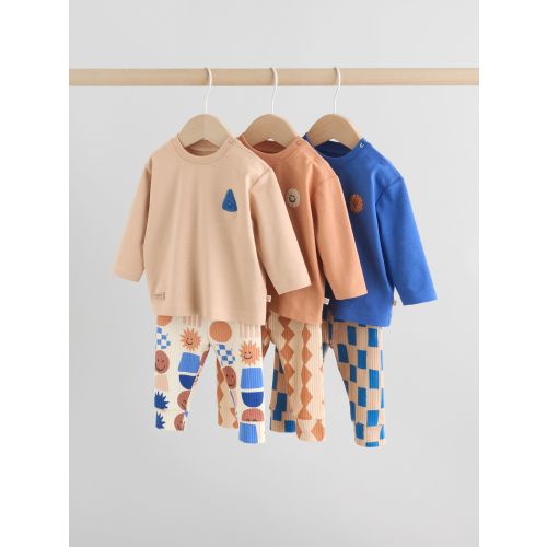 Blue Shapes Tops and Leggings 6 Piece Baby Set (0mths-3yrs)