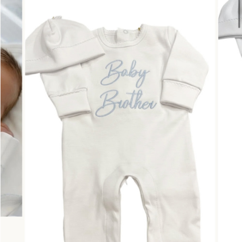 BABY BROTHER/SISTER FOOTIE&HAT – Caprilina