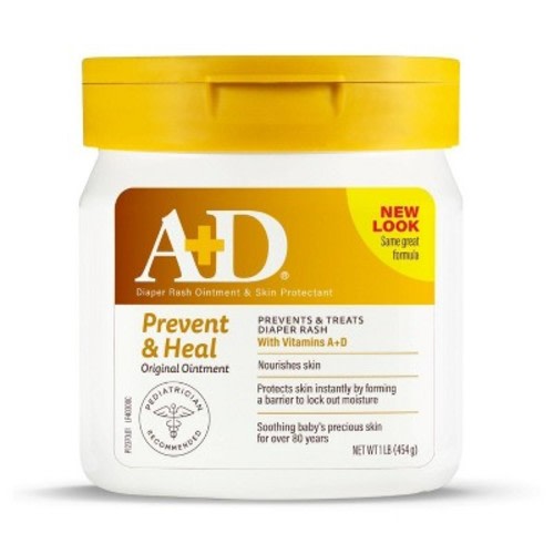 A+D Baby Diaper Rash Ointment, Baby Protectant with Vitamins A and D - 454g