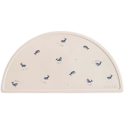 mushie Silicone Placemat for Kids | BPA-Free Non-Slip Design (Whales)