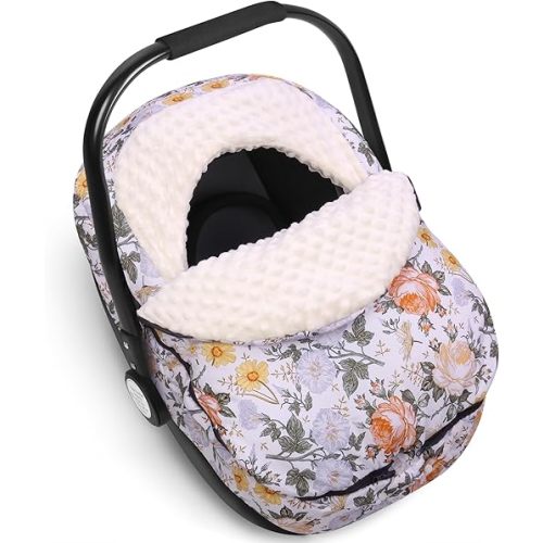 Metplus Winter Baby Car Seat Cover, Blanket-Style Winter Car Seat Canopy for Babies, Warm Plush Fleece Baby Carrier Cover for Infant Boys Girls