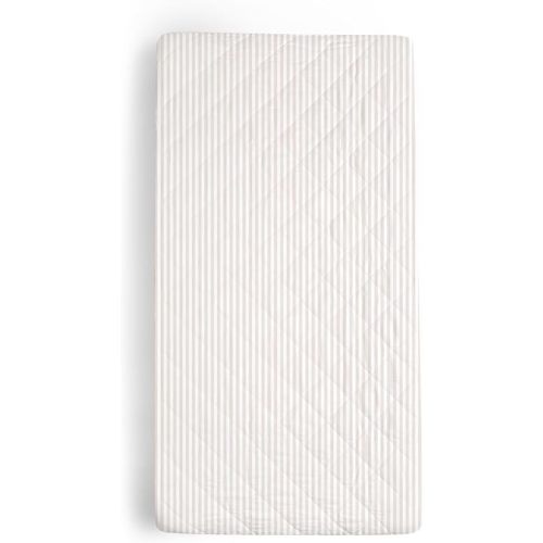 Makemake Organics Organic Changing Pad Cover GOTS Certified Organic Cotton Changing Table Cover Non Toxic Quilted Ultra Soft Girls Boys (16"x32", Beige Stripes)