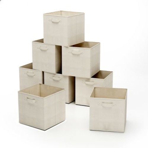 Storage Cubes - 8-piece Collapsible Storage Bin Set For Shelves - For Organizing The Home, Office, Playroom, And Nursery By Home-complete (beige)