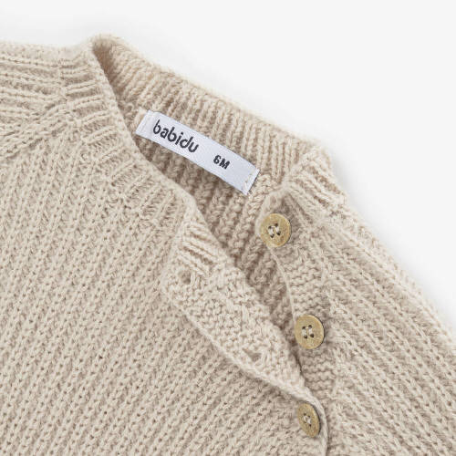 Babidu - Beige Knitted 2 Piece Babygrow | Childrensalon Outlet