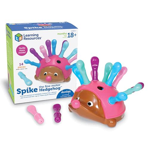 Learning Resources Spike The Fine Motor Hedgehog Pink - 14 Pieces, Ages 18+ months Fine Motor and Sensory Toy, Educational Toys for Toddlers, Montessori Toys