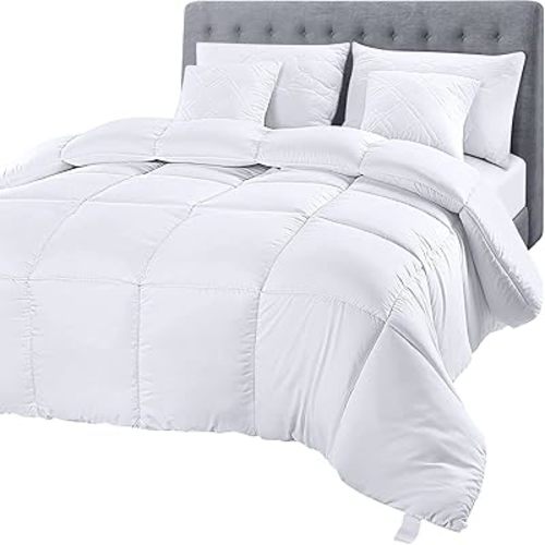 Utopia Bedding Comforter Duvet Insert, Quilted Comforter with Corner Tabs, Box Stitched Down Alternative Comforters Full Size (White)