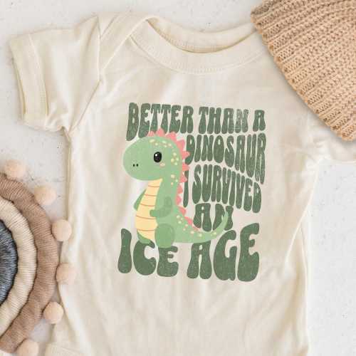 IVF Baby Bodysuit Outfit, Successful Fertility Treatment Gift Baby Shower, Frozen Embryo Baby, Better Than Dinosaurs I survived the Ice Age