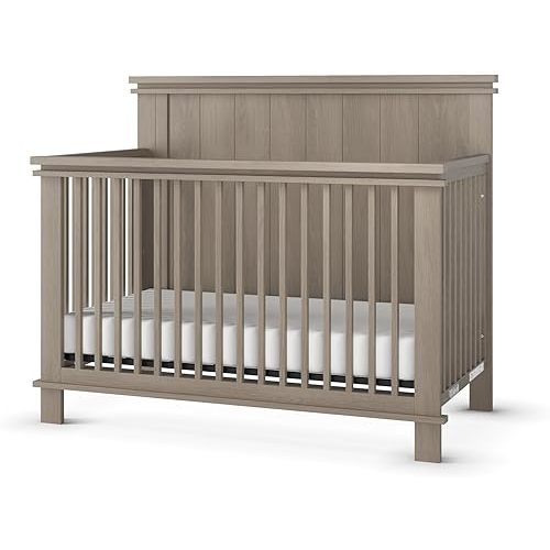 Child Craft Denman 4-in-1 Convertible Crib, Baby Crib Converts to Day Bed, Toddler Bed and Full Size Bed, 3 Adjustable Mattress Positions, Non-Toxic, Baby Safe Finish (Crescent Gray)