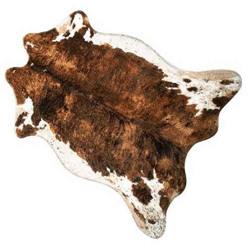MACEVIA Faux Cowhide Rug Cute Cow Print Rugs Animal Area Carpet Western Decor for Bedroom Non-Slip 43.3" L x 29.5" W(3.6ft x 2.4ft)