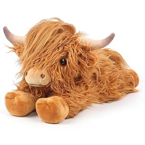 Highland Cow Stuffed Animals, Microwavable Stuffed Animals Heating Pad for Cramps, Pain Stress Relief, Heatable & Coolable Lavender Scented Cow Plush Toy for Anxiety, Women Kid Bedtime Highland Cattle