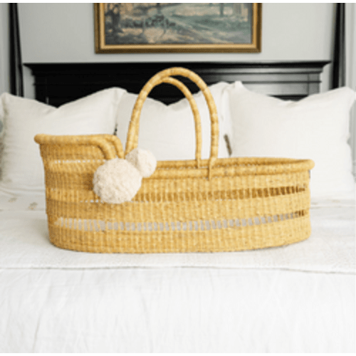 Modern Open Weave African Moses Basket  Vegan Handle