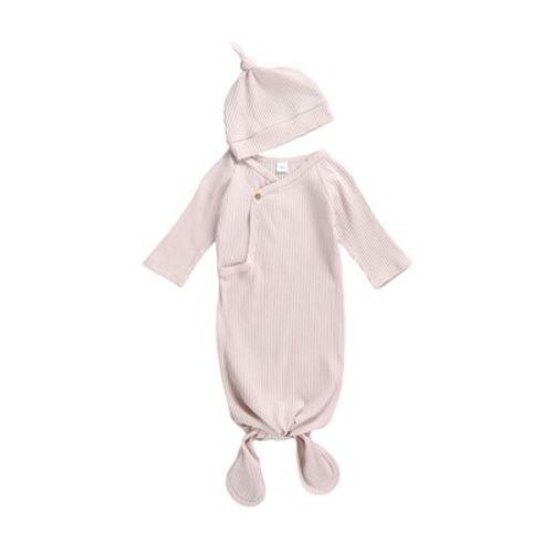 Bebiullo Newborn Infant Baby Girl Boy Gowns Sleeping Bag Pajamas Coming Home Outfits Cotton Sleepwear Skin pink 0-3 Months