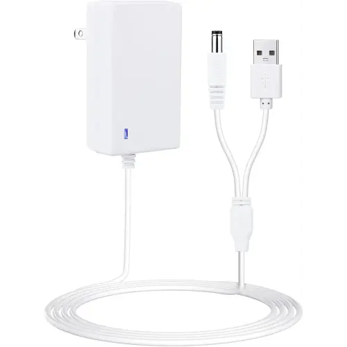 Baby Swing Power Cord for Ingenuity InLighten, Simple Comfort and Swing'n Go Charger, 2-in-1 Charging Cable with USB A and DC Plug, Power Adapter