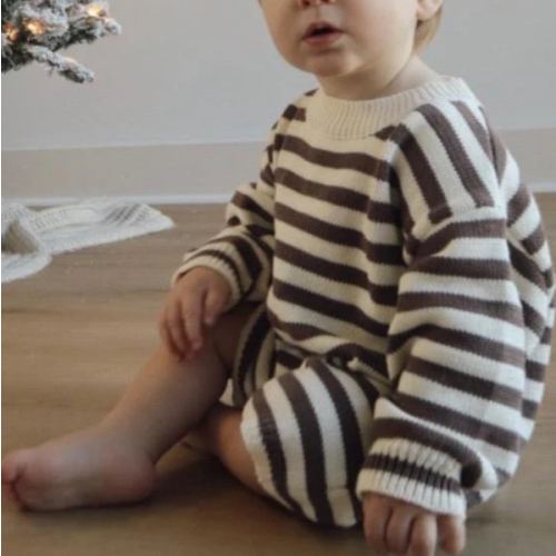Wallis Knit Romper in Brown Stripes – Winnie + Crew