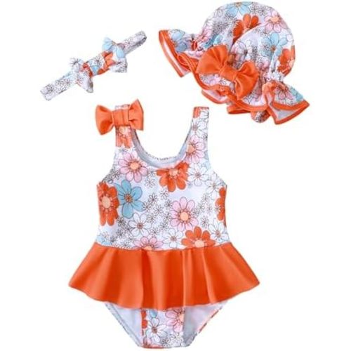 Saeaby Toddler Baby Girl Swimsuit Ruffled Bikini Tankini Swimsuit Infant Swimwear One Piece Bathing Suits for Girls