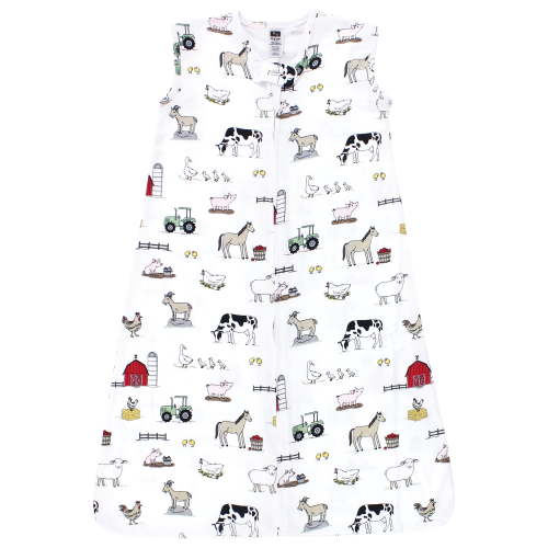 Hudson Baby Unisex Baby Cotton Sleeveless Wearable Sleeping Bag, Sack, Blanket, Farm, 0-6 Months