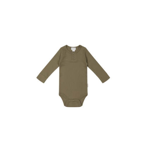 Organic Cotton Modal Long Sleeve Bodysuit - Oak
