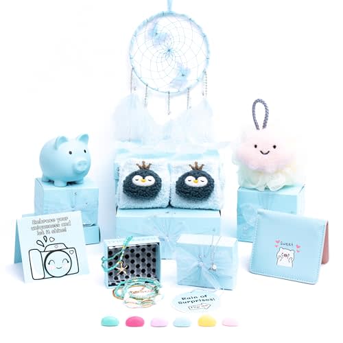 HAPPY LOLLI Gift Basket for Tween & Teen Girls 8 Trendy Gifts with Tasks & Empowering Cards Great for Birthdays.