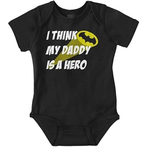 Brisco Brands I Think My Daddy is a Hero Superhero Baby Romper Boys or Girls