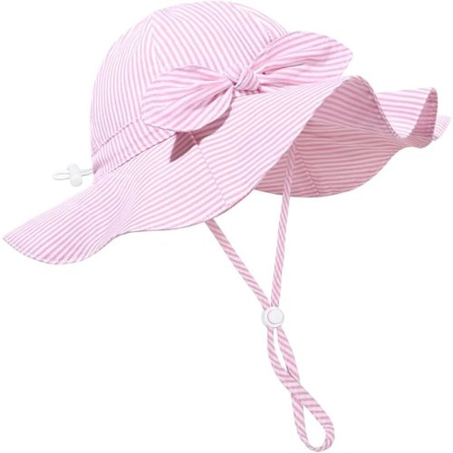 Baby Girl Sun Hat Summer Foldable Beach Hats with UPF50+ Sun Protection Wide Brim Toddler Bucket Hat Cap
