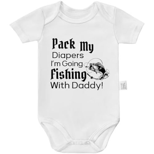 Pack My Diapers Going Fishing With Daddy Bodysuit, Baby Clothes Unisex, Boys Girls Short Sleeve Jumpsuit Outfits