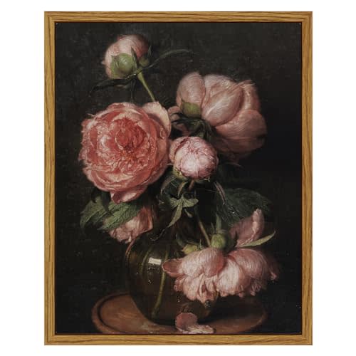 InSimSea Framed Canvas Prints Art Vintage Decor, Flower Pictures Decor Aesthetic, Small Wall Art, Desk Shelf Decor, Rose Floral Paintings Decor For Bedroom Bedroom Office Decor, 8"x10"