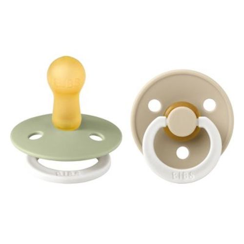 Bibs Colour Latex Pacifier 6-18m - Size 2 - Sage Glow/vanilla Glow - 2pk