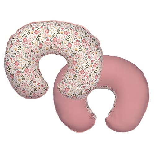 Boppy Nursing Pillow Cover –Organic Cotton Fabric | Blush Cottage Garden | Fits Bare Naked | Original & Luxe Breastfeeding Pillow | Awake Time Only