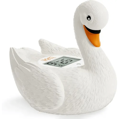 b&h Baby Bath Thermometer, White Swan Shaped Baby Safe Floating Bath Thermometer - Easy to Read Screen - Reliable Temperature Readings, Newborn Must Haves and Baby Essentials Stuff