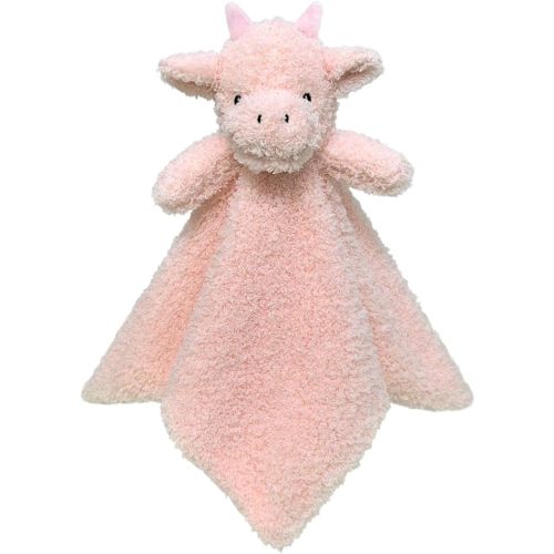 Baby Pink Dragon Soft Stuffed Animal Security Blanket, Plush Dinosaur Character Lovey Blanket, Baby Shower/Nursery Gift, Newborn Infant Toddler Snuggle Blankie for Boys Girls, 14 Inches