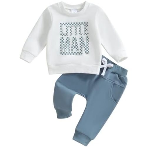 Karwuiio Toddler Baby Boy Clothes Outfits Long Sleeve Letter Sweatshirt Tops Joggers Pants Infant Fall Winter Clothes Set