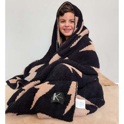Black + Camel Bolt Cozy Blanket