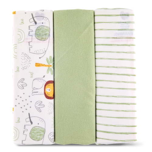 Parent's Choice 100% Cotton 3-Pack Adjustable Baby Wrap Swaddles for Boys or Girls, Jungle Print, 22" x 27"
