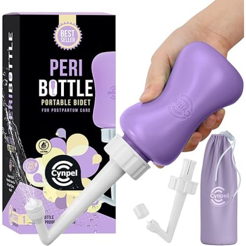 Peri Bottle - Portable Travel Bidet for Men or Women - Labour and Maternity Hospital Bag Essentials - After Birth Recovery Tools for Postpartum Mum - Perineal Spray Bottle