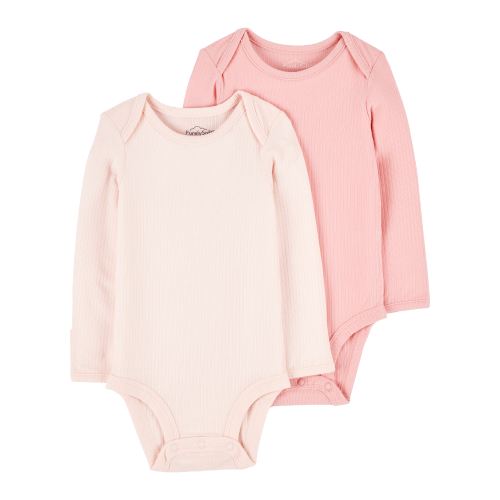 Baby Girl 2-Pack Long-Sleeve PurelySoft Bodysuits- Pink