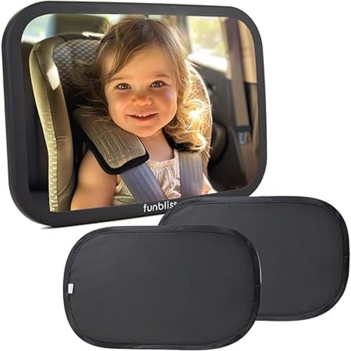 Funbliss Baby Car Mirror Safely Monitor,Car Mirror Baby Rear Facing Seat,No Assembly Required, Safer,Best Newborn, Shatterproof