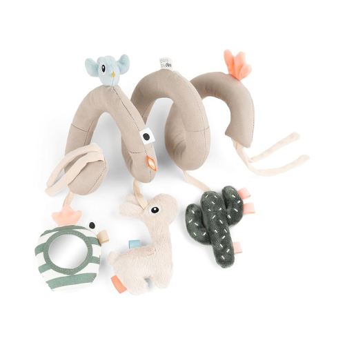 Done by Deer Lalee Sand Activity Spiral Baby Toy - Sensory Cactus, Mirror, and Crinkle Sound for Cots, Car Seats, Strollers, and Prams - Perfect Travel Companion
