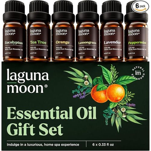Essential Oils Set - Top 6 Blends for Diffusers, Home Care, Candle Making Scents, Fragrance, Aromatherapy, Humidifiers, Gifts - Peppermint, Tea Tree, Lavender, Eucalyptus, Lemongrass, Orange (10mL)