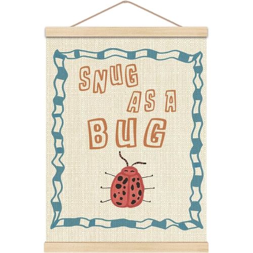 HKTZM Ladybug Wall Decor, Animal Nursery Decor, Ladybug Gifts Wall Art With Wooden Poster Hanger, Entomology Ladybird Insect Posters Walls Decoration for Kids Bedroom Playroom, 12x16 Inch