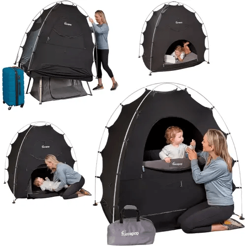hiccapop Blackout Tent for Pack and Play, Patented Portable Crib Tent, Blackout Canopy Crib Cover, Sleep Pod for Kids, Pack and Play Blackout Cover, Pack and Play Tent