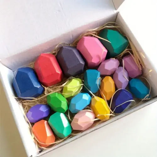 20pcs Wooden Stacking Rocks Balancing Stones, Natural Wood Building Blocks Montessori Preschool Learning Toys Toddler Puzzle Sorting Toys, Kids Birthd